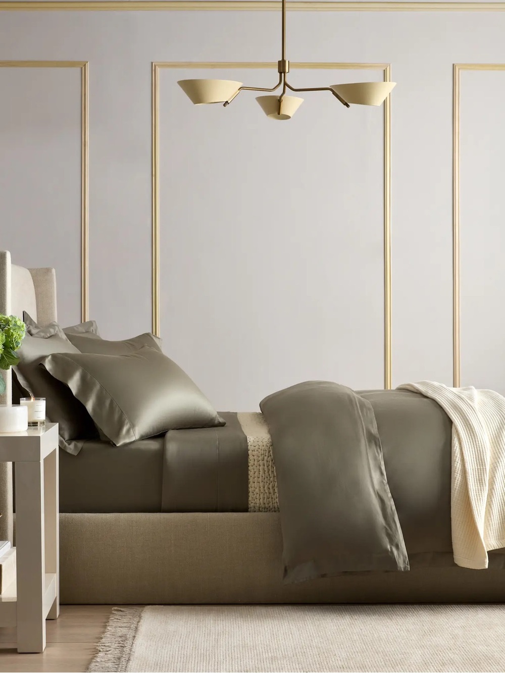 NEW Quince Giza Cotton Sateen Duvet Cover In Dried Sage Green - King/Cal King